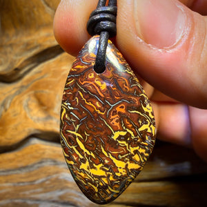 35 x 20mm - Drilled Tribal Queensland Boulder Opal Necklace