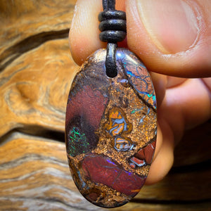 35 x 20mm - Drilled Tribal Queensland Boulder Opal Necklace