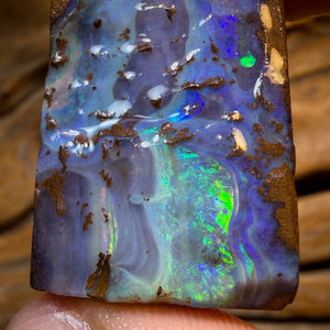 TGIF 81.9cts - Queensland Boulder Seam Opal Rough Piece. Natural Split