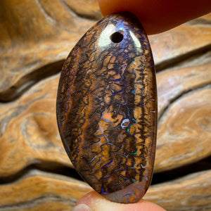 36 x 20mm - Drilled Tribal Queensland Boulder Opal