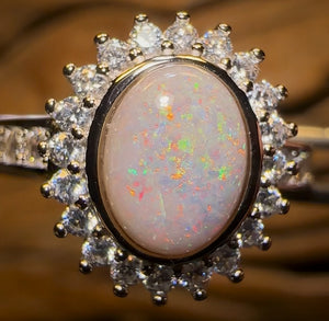 Sterling Silver - South Australian White Opal Ring