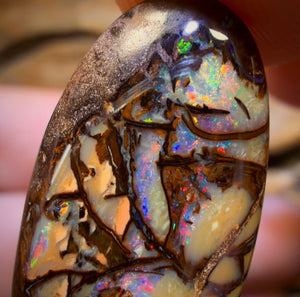33.1cts - Cathedral AKA Stained Glass Window Australian Boulder Wood Fossil Opal Pair