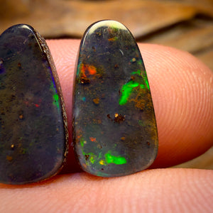 7.7cts - Super Rare Red on Black Top Australian Boulder Seam Opal and a Pair!!
