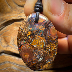 38 x 26mm - Drilled Tribal Queensland Boulder Opal Necklace