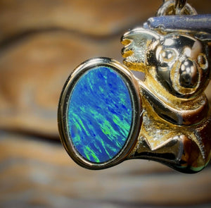 Sterling Silver Gold Plated - Australian Boulder Opal Doublet Pendant