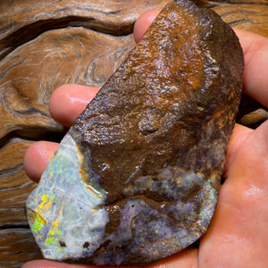 838.5cts - Amazing Queensland Boulder Seam Opal Rough Piece. Natural Split