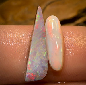 6.3cts - 2x Quality Australian Boulder Seam Opal Rubs Parcel