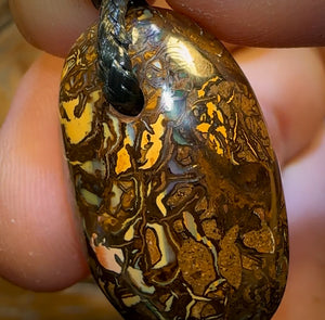 31 x 19mm - Drilled Boulder Opal Pendant w/ Eco Friendly Vegan Cord