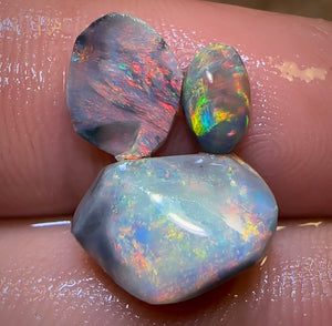 5.25cts - 3x Lightning Ridge Light and Dark Opal Rubs Parcel - Opal Whisperers