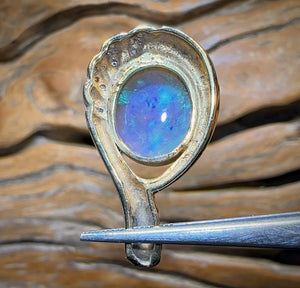 “Mums Piece 2”, Gold - Solid Lightning Ridge Black Opal Pendant Heritage Collection