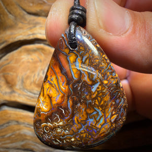 39 x 27mm - Drilled Tribal Queensland Boulder Opal Necklace