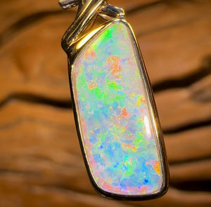 14k Gold - “Your Simply the best” Solid South Australian Crystal Opal Pendant