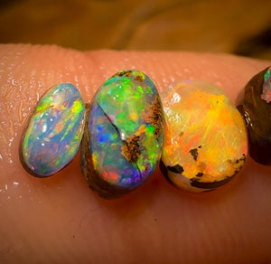 3.8cts - 5x Super Bright Australian Boulder Opal ring stone rub Parcel