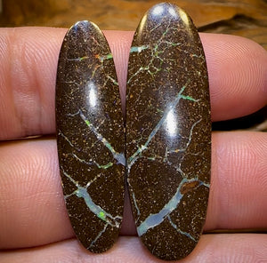 32.7cts - “Opal Web”Australian Boulder Opal Pair - Opal Whisperers