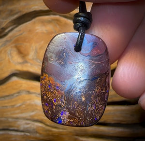 31 x 23mm - Drilled Australian Boulder Opal Necklace