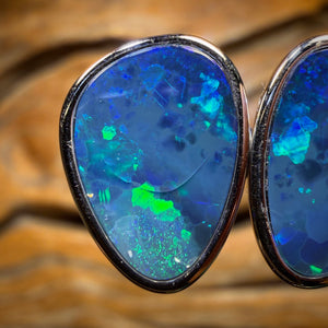 🔨 AUCTION 🔨 💎 High Roller Banger Auction 💎 Sterling Silver - Australian Boulder Opal Doublet Stud Earrings