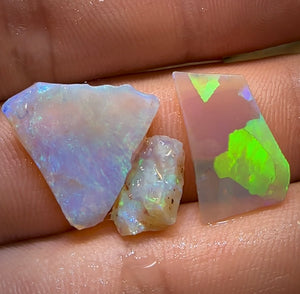 10.1cts - 3x pieces Lightning Ridge Crystal Opal Rough - Opal Whisperers