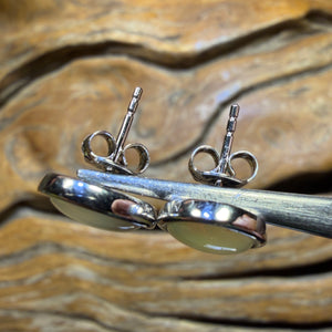 Sterling Silver - Large Solid South Australian White Opal Stud Earrings