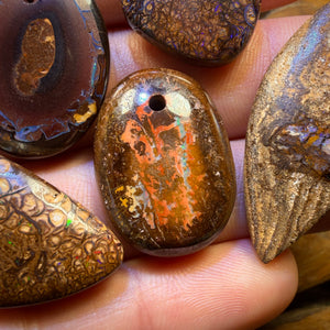 🔒133.8cts - 5x Drilled Tribal Queensland Boulder Opals. BARGAIN Wholesale Parcel