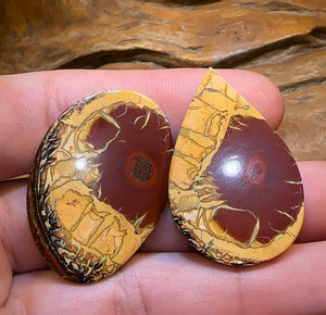 62.1cts - Yowah Nut Opal Pair. Best Double Sided TRIBAL PATTERN - Opal Whisperers