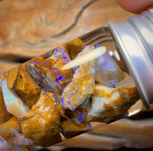 57.1cts - Vial of Yowah Opal Rough w/ Fossil Opal