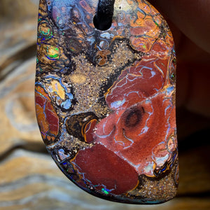 33 x 19mm - Drilled Tribal Queensland Boulder Opal Necklace