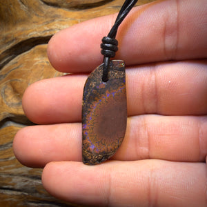 Wild Card! 35 x 15mm - Drilled Tribal Queensland Boulder Opal Necklace BARGAIN