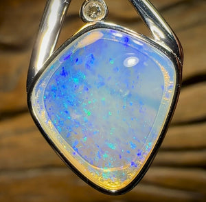 Sterling Silver - Solid South Australian Crystal Opal Pendant. Great Price - Opal Whisperers