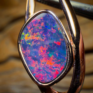 Top Red Fire Sterling Silver Rose Gold Plated - Queensland Boulder Opal Doublet Pendant
