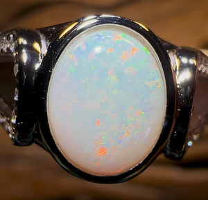 Sterling Silver - South Australian White Opal Ring - Opal Whisperers