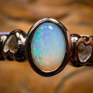 🔨 AUCTION 🔨 Sterling Silver - South Australian Crystal Opal Ring