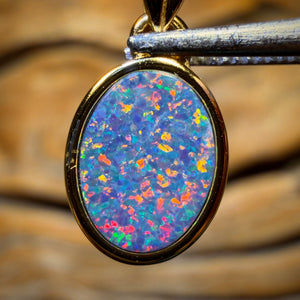 Wild Card! Sterling Silver Gold Plated - Queensland Boulder Opal Doublet Pendant