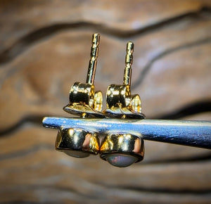 Sterling Silver - South Australian Crystal Opal Stud Earrings Red/Multi. Bulk Listing