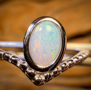 Bague en argent sterling avec opale de cristal d'Australie du Sud