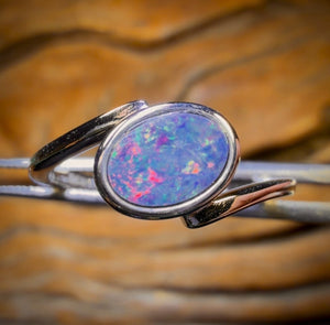 Sterling Silver - Queensland Boulder Opal Doublet Ring