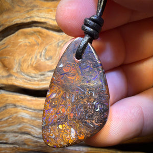 38 x 22mm - Drilled Tribal Queensland Boulder Opal Necklace