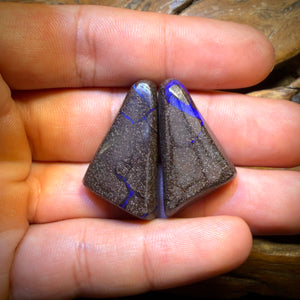 78.9cts - Australian Boulder Seam Opal Pair. Natural Split