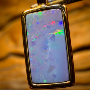 WILDCARD! Sterling Silver Gold Plated - Unisex Queensland Boulder Opal Doublet Pendant