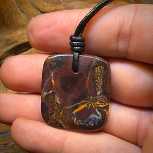 31 x 27mm - Wow Pattern Drilled Tribal Queensland Boulder Opal Necklace
