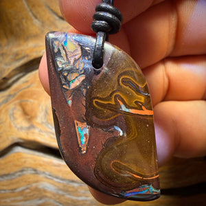 40 x 21mm - Drilled Tribal Queensland Boulder Opal Necklace