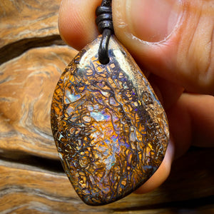 40 x 26mm - Drilled Tribal Queensland Boulder Opal Necklace