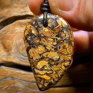 40 x 26mm - Drilled Tribal Queensland Boulder Opal Necklace