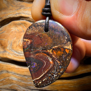 40 x 29mm - Drilled Tribal Queensland Boulder Opal Necklace