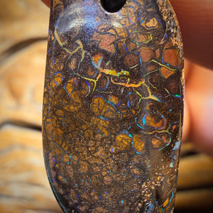 Wild Card! 35 x 15mm - Drilled Tribal Queensland Boulder Opal Necklace BARGAIN