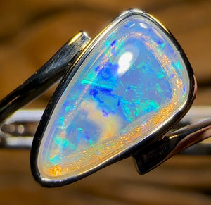 14k White Gold - Solid South Australian Crystal Opal Ring