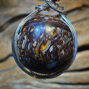Sterling Silver - Yowah Nut Opal Bead Pendant