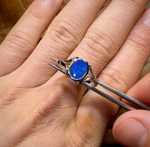 Sterling Silver - Queensland Boulder Opal Doublet Ring - Opal Whisperers