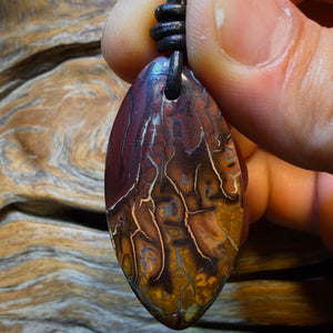42 x 21mm - Drilled Tribal Queensland Boulder Opal Necklace