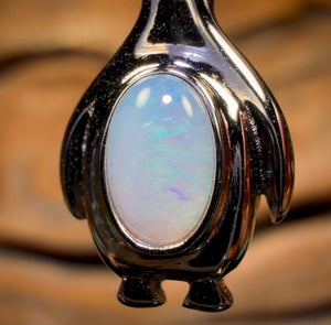 Sterling Silver - Penguin Solid South Australian Crystal Opal Pendant