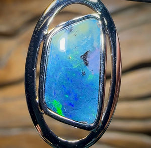 (Purple) Sterling Silver - SOLID Australian Boulder Opal Pendant - Opal Whisperers